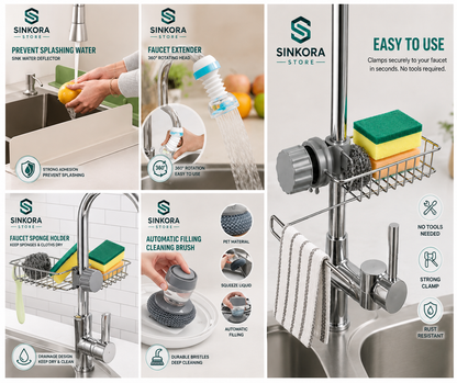 5-in-1 Ultimate Kitchen Cleaning & Sink Organizer Bundle