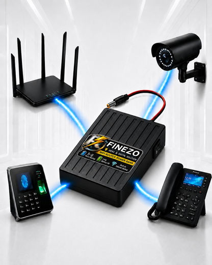 Finezo WiFi Router Power Bank 12V 6000mAh – Mini Router UPS with Volt Display